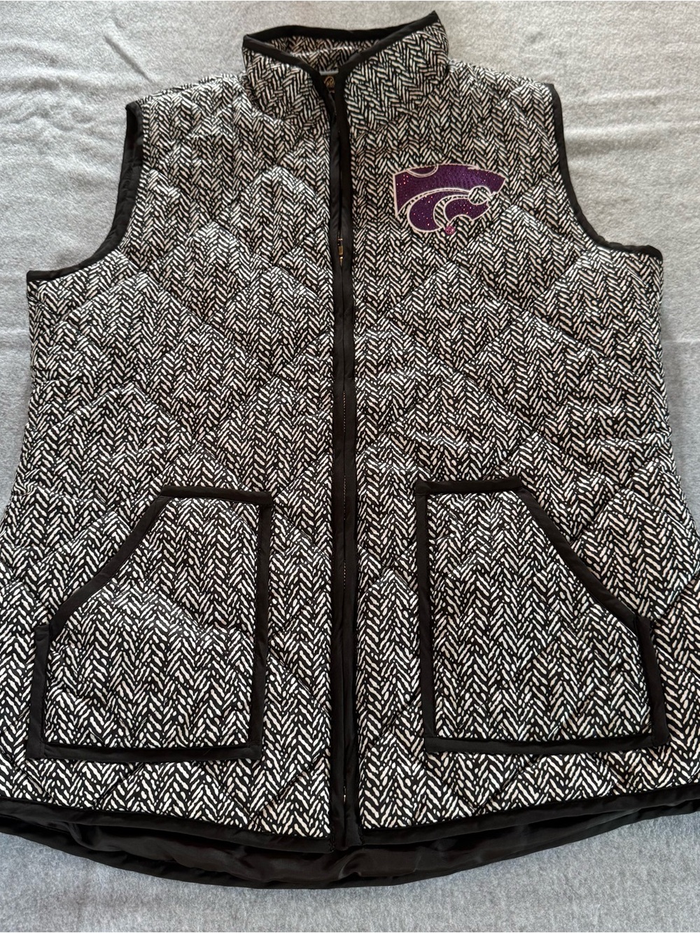 Gameday Couture Kansas State Wildcats Herringbone Quilted Puffer Vest Womens XL
